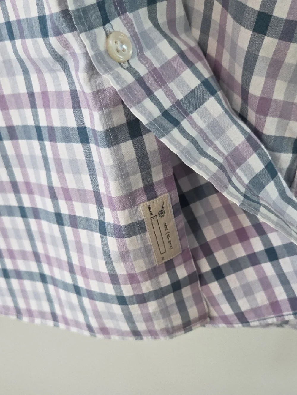 J. Crew Men's Plaid Button-Down Shirt in White, Teal & Purple 100% Cotton